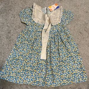 Charming Floral Kids Dress with Cream Collar